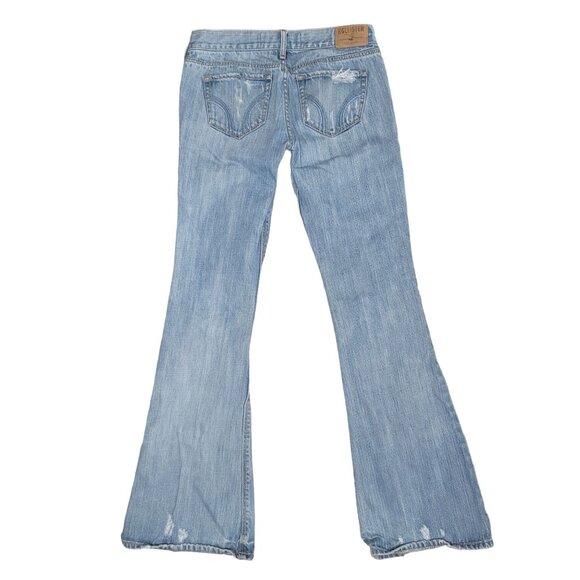 Hollister Light Blue Distressed Bootcut Flare leg Jeans Size 24W X 31L 0s. Short - Picture 6 of 9